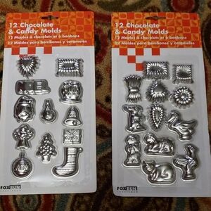 FOXRUN Craftsmen Chocolate & Candy Molds- 2 Packs of 12 Aluminum Molds - NEW